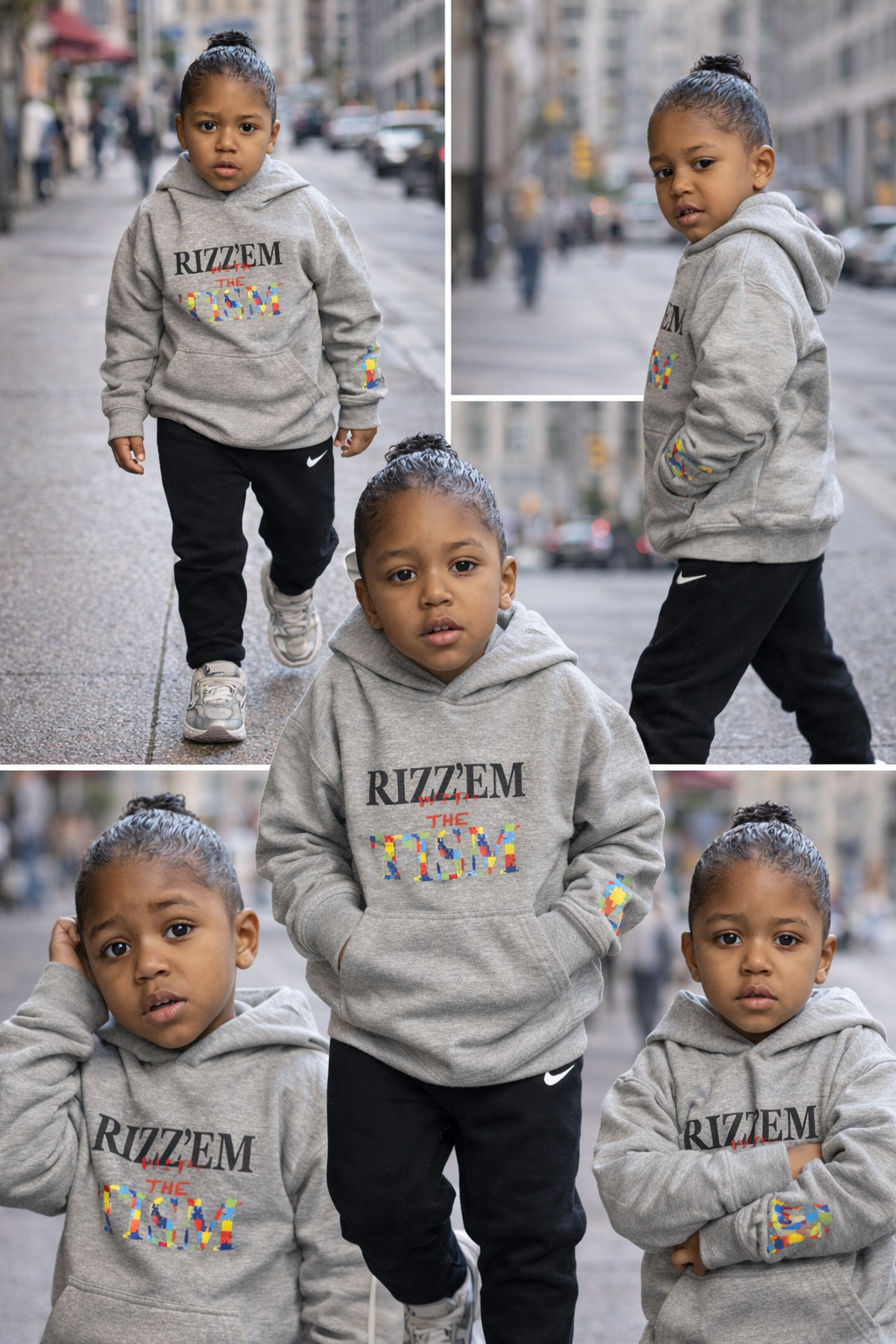 Youth Gray Rizzem with the Tism hoodie