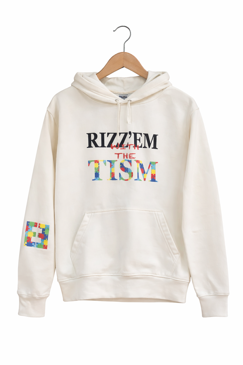 Adult Off-White Rizzem with the Tism hoodie