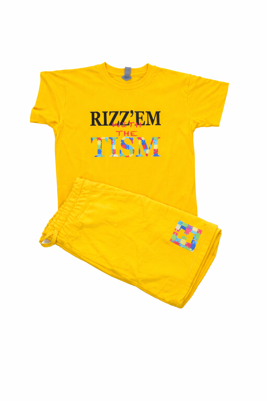 Youth Yellow and black Rizzem short set